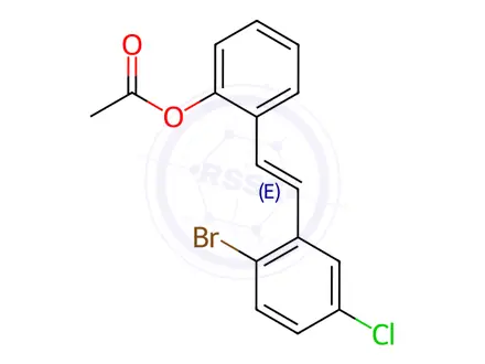 Chemical structure of (E)-2-Acetoxy-2-bromo-5-chlorostilbene