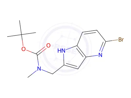 Chemical structure of tert-Butyl ((5-bromo-1H-pyrrolo[3,2-b]pyridin-2-yl)methyl)(methyl)carbamate