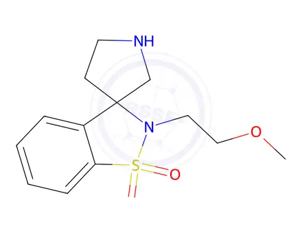 Chemical structure of 2-(2-Methoxyethyl)-2H-spiro[benzo[d]isothiazole-3,3'-pyrrolidine] 1,1-dioxide