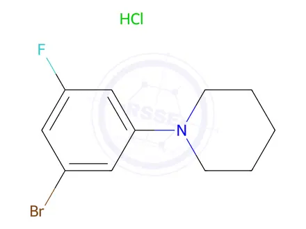 Chemical structure of 1-(3-Bromo-5-fluorophenyl)piperidine hydrochloride