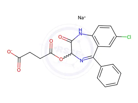 Chemical structure of sodium (7-chloro-2,3-dihydro-2-oxo-5-phenyl-1H-1,4-benzodiazepin-3-yl) succinate