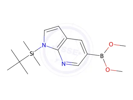 Chemical structure of dimethyl (1-(tert-butyldimethylsilyl)-1H-pyrrolo[2,3-b]pyridin-5-yl)boronate