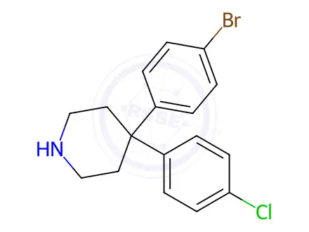 Chemical structure of 4-(4-Bromophenyl)-4-(4-chlorophenyl)piperidine