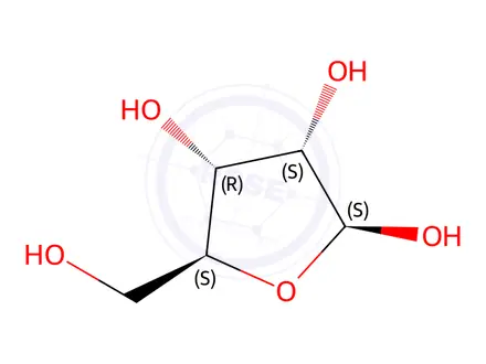Chemical structure of beta-L-Ribofuranose