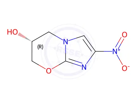Chemical structure of (R)-2-Nitro-6,7-dihydro-5H-imidazo[2,1-b][1,3]oxazin-6-ol