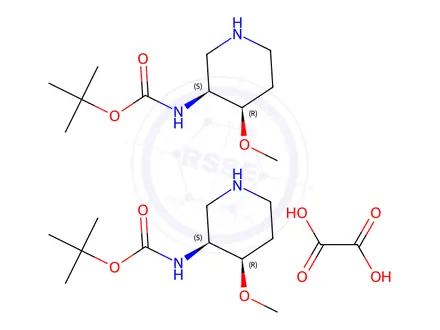 Chemical structure of Tert-butyln-[(3s,4r)-4-methoxy-3-piperidyl]carbamate;hemi(oxalicacid)