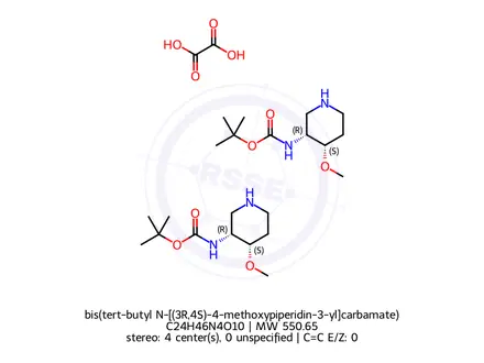 Chemical structure of bis(tert-butyl N-[(3R,4S)-4-methoxypiperidin-3-yl]carbamate)