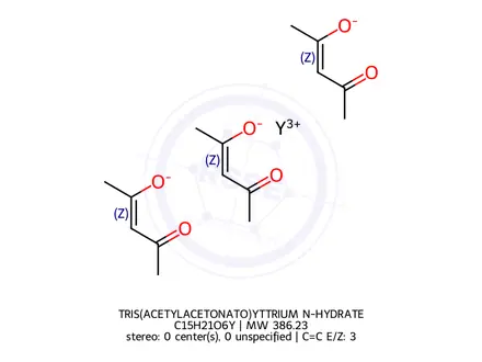 Chemical structure of TRIS(ACETYLACETONATO)YTTRIUM N-HYDRATE
