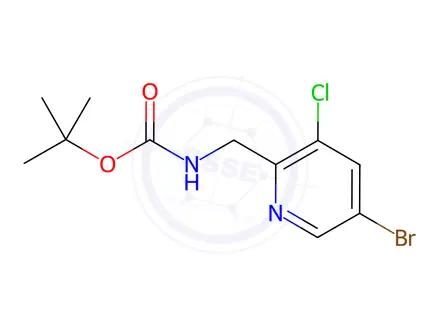 Chemical structure of Carbamic acid, N-[(5-bromo-3-chloro-2-pyridinyl)methyl]-, 1,1-dimethylethyl ester