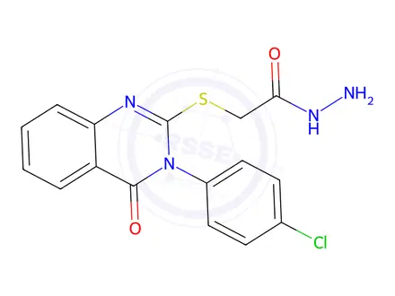 Chemical structure of 2-{[3-(4-chlorophenyl)-4-oxo-3,4-dihydroquinazolin-2-yl]sulfanyl}acetohydrazide