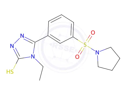 Chemical structure of 4-Ethyl-5-[3-(pyrrolidine-1-sulfonyl)phenyl]-4h-1,2,4-triazole-3-thiol