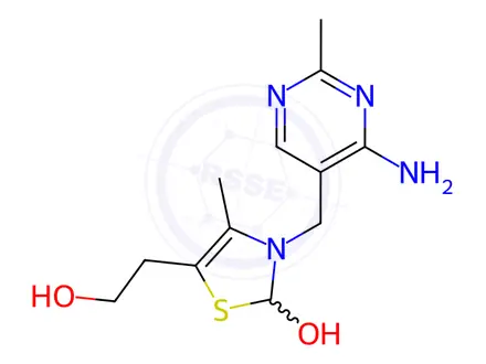 Chemical structure of 3-((4-amino-2-methylpyrimidin-5-yl)methyl)-5-(2-hydroxyethyl)-4-methyl-2,3-dihydrothiazol-2-ol