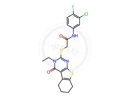 Chemical structure of N-(3-Chloro-4-fluorophenyl)-2-((3-ethyl-4-oxo-3,4,5,6,7,8-hexahydrobenzo[4,5]thieno[2,3-d]pyrimidin-2-yl)thio)acetamide