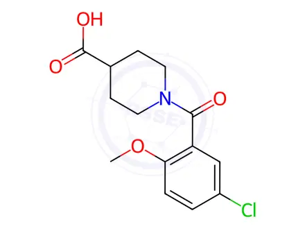 Chemical structure of 1-(5-Chloro-2-methoxybenzoyl)piperidine-4-carboxylic acid
