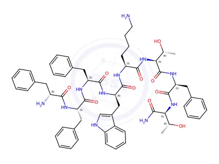 Chemical structure of D-Phenylalanyl-L-phenylalanyl-L-phenylalanyl-D-tryptophyl-L-lysyl-L-threonyl-L-phenylalanyl-L-threoninamide