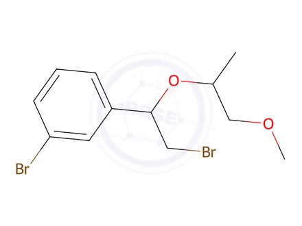 Chemical structure of 1-Bromo-3-(2-bromo-1-((1-methoxypropan-2-yl)oxy)ethyl)benzene