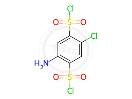 Chemical structure of 2-amino-5-chlorobenzene-1,4-disulfonyl dichloride