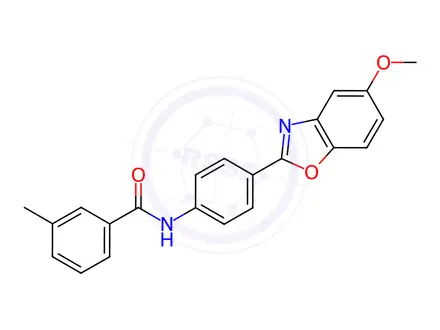 Chemical structure of N-(4-(5-Methoxybenzo[d]oxazol-2-yl)phenyl)-3-methylbenzamide