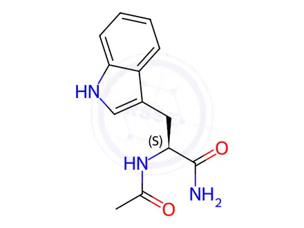 Chemical structure of (2S)-2-Acetamido-3-(1H-indol-3-yl)propanamide