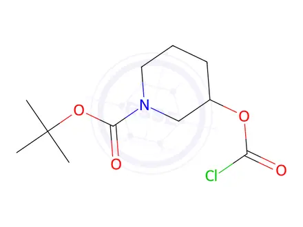 Chemical structure of tert-Butyl 3-((chlorocarbonyl)oxy)piperidine-1-carboxylate