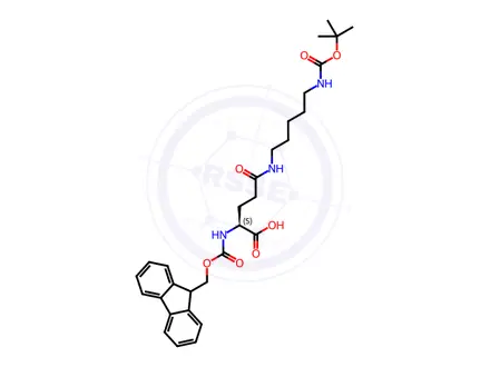 Chemical structure of 15-Oxa-2,7,13-triazaheptadecanoic acid, 3-carboxy-16,16-dimethyl-6,14-dioxo-, 1-(9H-fluoren-9-ylmethyl) ester, (3S)-