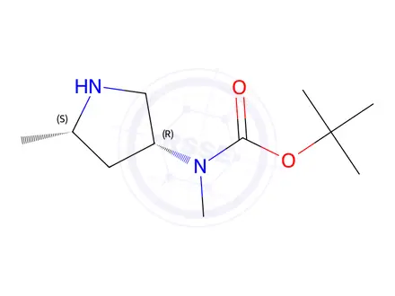 Chemical structure of Tert-butyl methyl((3R,5S)-5-methylpyrrolidin-3-yl)carbamate
