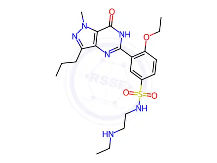Chemical structure of Benzenesulfonamide, 3-(6,7-dihydro-1-methyl-7-oxo-3-propyl-1H-pyrazolo[4,3-d]pyrimidin-5-yl)-4-ethoxy-N-[2-(ethylamino)ethyl]-