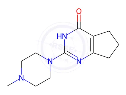 Chemical structure of 3-(4-methylpiperazin-1-yl)-2,4-diazabicyclo[4.3.0]nona-3,10-dien-5-one