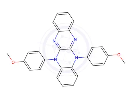 Chemical structure of 5,12-Bis(4-methoxyphenyl)-5,12-dihydroquinoxalino[2,3-b]quinoxaline