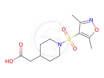 Chemical structure of {1-[(3,5-Dimethylisoxazol-4-yl)sulfonyl]piperidin-4-yl}acetic acid