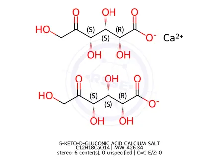 Chemical structure of 5-KETO-D-GLUCONIC ACID CALCIUM SALT