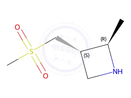 Chemical structure of Azetidine, 2-methyl-3-[(methylsulfonyl)methyl]-, (2R,3S)-