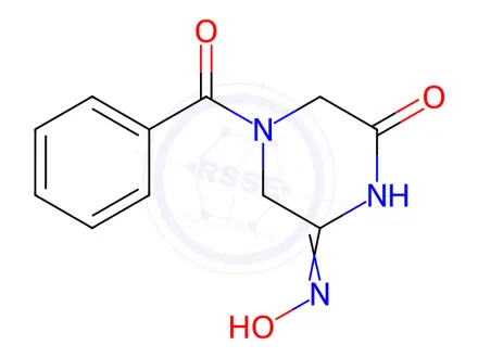 Chemical structure of 1-Benzoyl-5-(hydroxyimino)piperazin-3-one