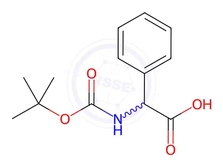 Chemical structure of 2-[(2-Methylpropan-2-yl)oxycarbonylamino]-2-phenylacetic Acid