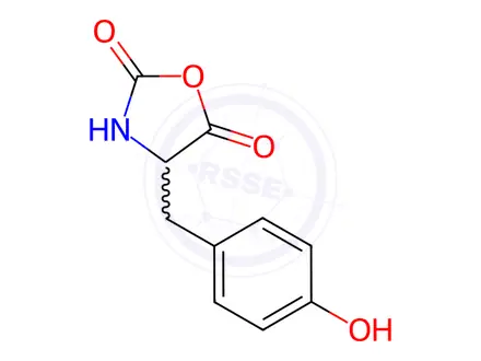 Chemical structure of 4-[(4-hydroxyphenyl)methyl]oxazolidine-2,5-dione