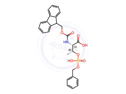 Chemical structure of Fmoc-O-(Benzylphospho)-L-threonine