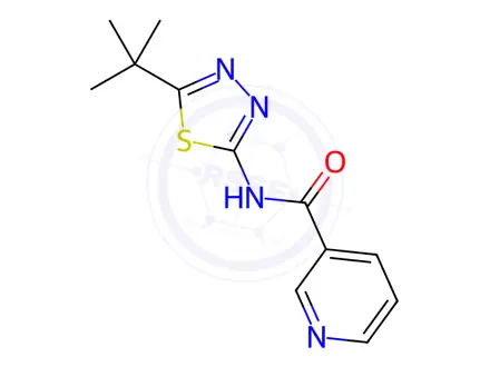 Chemical structure of N-(5-tert-Butyl-1,3,4-thiadiazol-2-yl)pyridine-3-carboxamide