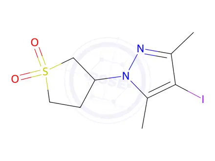Chemical structure of 3-(4-Iodo-3,5-dimethyl-1H-pyrazol-1-yl)tetrahydrothiophene 1,1-dioxide