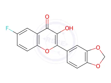 Chemical structure of FLAVONE, 6-FLUORO-3-HYDROXY-3',4'-(METHYLENEDIOXY)-
