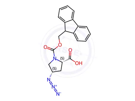 Chemical structure of (2S,4S)-1-Fmoc-4-azidopyrrolidine-2-carboxylic acid
