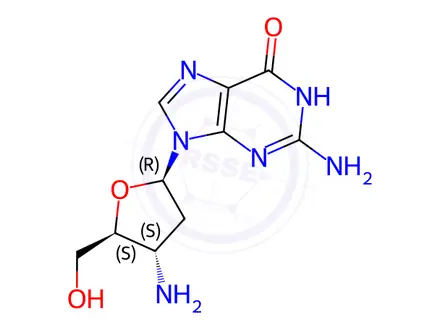Chemical structure of 3’-Amino-2’,3’-dideoxyguanosine