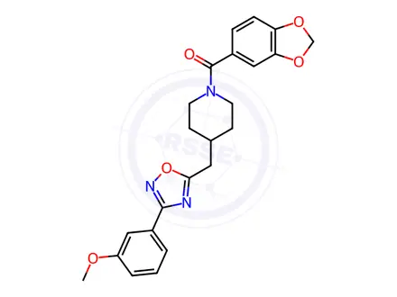 Chemical structure of 1-(1,3-benzodioxol-5-ylcarbonyl)-4-{[3-(3-methoxyphenyl)-1,2,4-oxadiazol-5-yl]methyl}piperidine