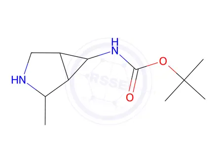 Chemical structure of Carbamic acid, (2-methyl-3-azabicyclo[3.1.0]hex-6-yl)-, 1,1-dimethylethyl ester,