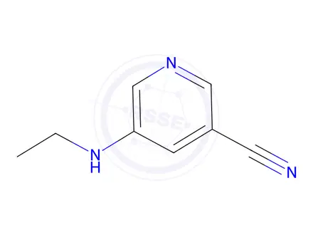 Chemical structure of 3-Pyridinecarbonitrile,5-(ethylamino)-(9CI)