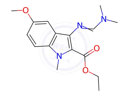Chemical structure of Ethyl 3-{[(1E)-(dimethylamino)methylene]amino}-5-methoxy-1-methyl-1H-indole-2-carboxylate