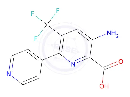 Chemical structure of 5-Amino-3-(trifluoromethyl)-[2,4'-bipyridine]-6-carboxylic acid