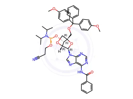 Chemical structure of Phosphoramidites Impurity 103 (2'-O-4'-C Locked-A(bz) Phosphoramidite)