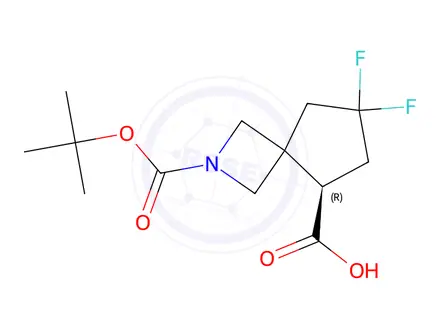 Chemical structure of (R)-2-(tert-butoxycarbonyl)-7,7-difluoro-2-azaspiro[3.4]Octane-5-carboxylic acid