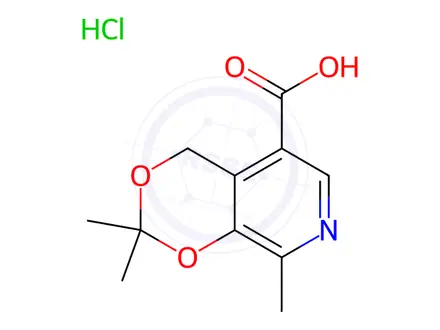 Chemical structure of 2,2,8-Trimethyl-4H-1,3-dioxino[4,5-c]pyridine-5-carboxylic Acid Hydrochloride