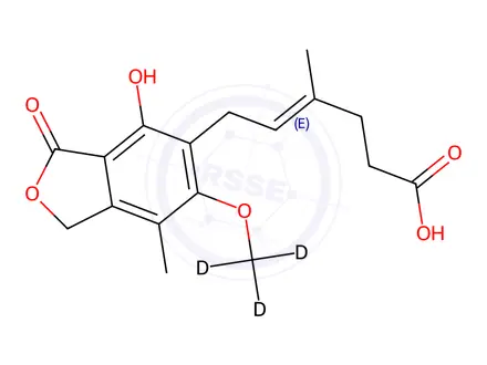 Chemical structure of Mycophenolic acid-d<SUB>3</SUB> solution